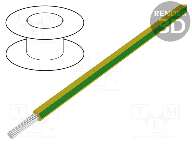 Wire; stranded; Cu; 10AWG; PVC; yellow-green; 600V; Class: 5; 1x10AWG