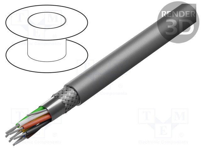 Wire; Pro-Tekt; 8x16AWG; Al-PET-Al foil,tinned copper braid; PVC