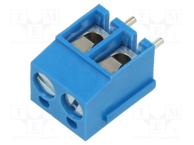 PCB terminal block; angled 90°; 5mm; ways: 2; on PCBs; terminal