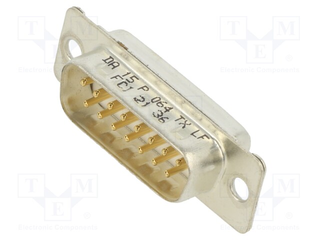 D Sub Connector, DB15, Standard, Plug, FCI D Series, 15 Contacts, DA, Solder Cup