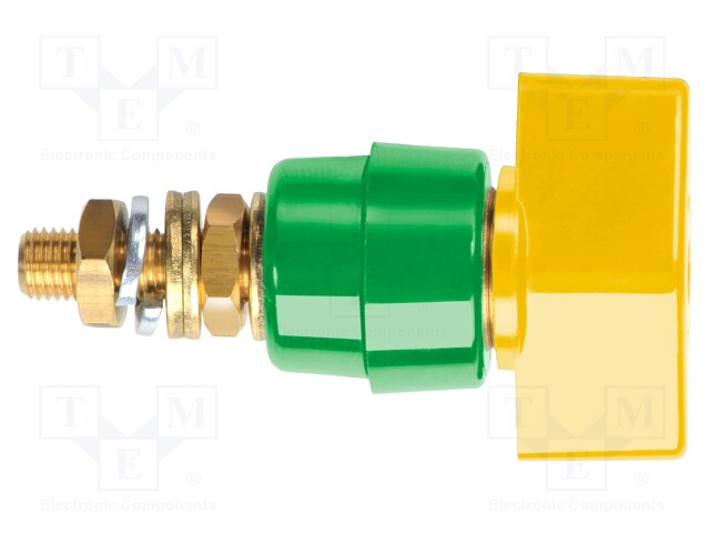 Laboratory clamp; yellow-green; 1kVDC; 63A; Contacts: brass; 58mm