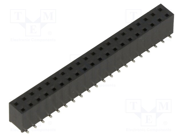 Socket; pin strips; female; 2.54mm; PIN: 40; SMT; on PCBs; vertical