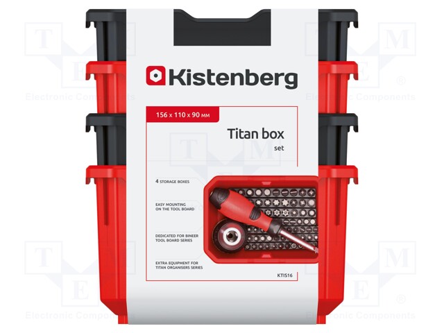 Container: cuvette; black,red; 156x110x90mm; 4pcs; TITAN