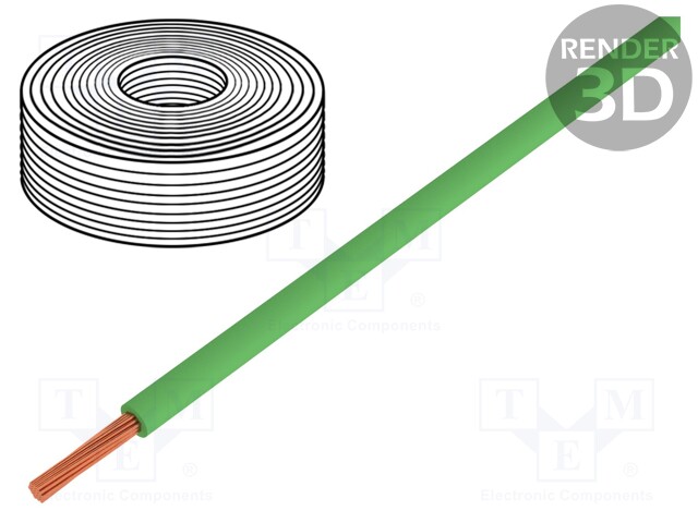 Wire; stranded; Cu; 0.14mm2; PVC; green; 60V; 10m; 1x0.14mm2