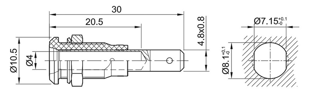 Socket; 4mm banana; 25A; brown; gold-plated; Overall len: 30mm