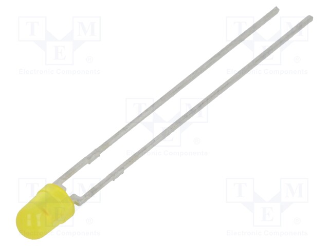 LED; 3mm; yellow; 0.63÷1.2mcd; 50°; Front: convex; Pitch: 2.54mm