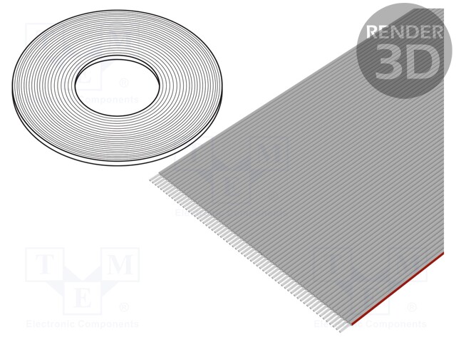 Wire: ribbon; flat; 1.27mm; stranded; Cu; 64x28AWG; unshielded; PVC