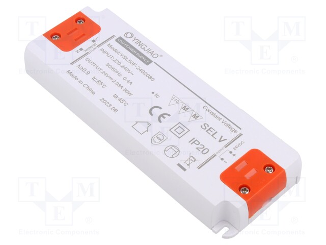 Power supply: switched-mode; LED; 50W; 24VDC; 2.08A; 220÷240VAC