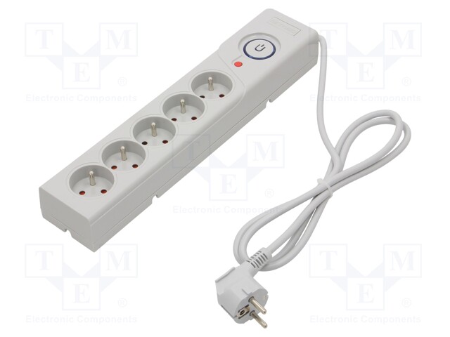 Plug socket strip: protective; Sockets: 5; 250VAC; 10A; 1.5m