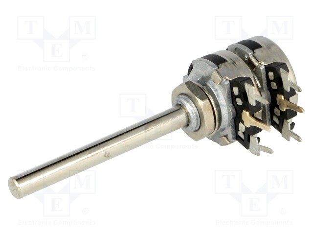Potentiometer: shaft; single turn; 10kΩ; 200mW; THT; 4mm; metal