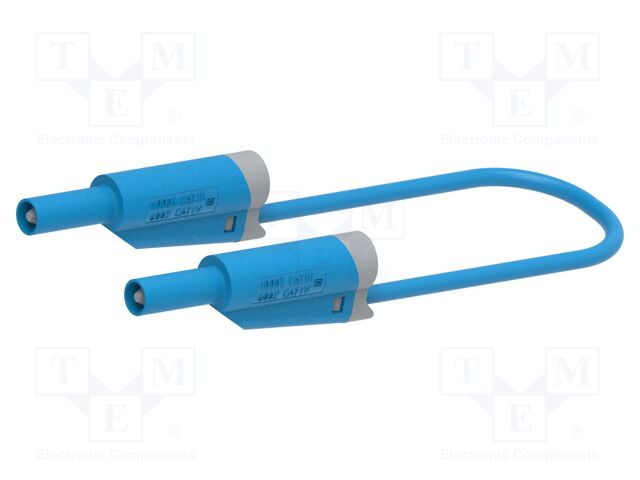 Test lead; 20A; banana plug 4mm,both sides; Len: 0.5m; blue