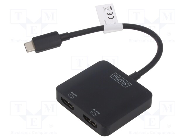 Adapter; HDCP 2.2; HDMI socket x2,USB C plug; black