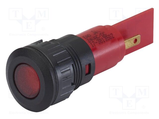 Indicator: LED; flat; yellow; 230VAC; Ø16.2mm; ØLED: 10mm; 130mcd; 17