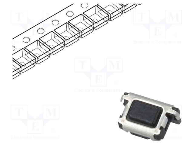 Microswitch TACT; SPST; Pos: 2; 0.015A/15VDC; SMT; none; 3.5N; black