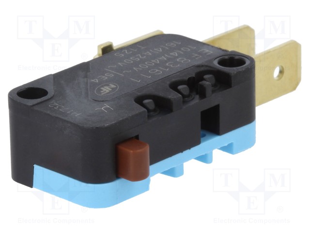 Microswitch SNAP ACTION; SPDT; 16A/250VAC; ON-(ON); Pos: 2; IP40