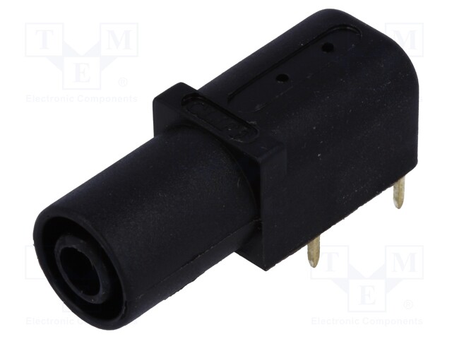 Socket; 4mm banana; 24A; 33mm; black; gold-plated; on panel