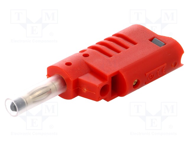 Plug; 4mm banana; 36A; 70VDC; red; with 4mm axial socket; 2.5mm2