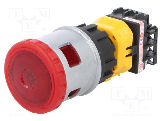 Switch: emergency stop; Stabl.pos: 2; NC x3; 30mm; red; IP65; Pos: 2
