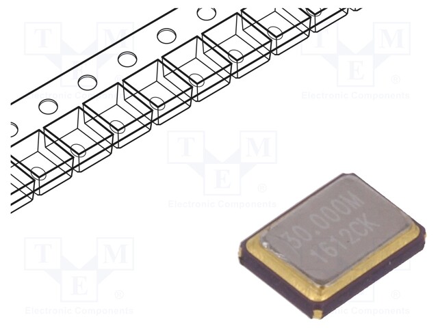 Resonator: quartz; 30MHz; ±50ppm; 16pF; SMD; 3.4x2.7x0.8mm