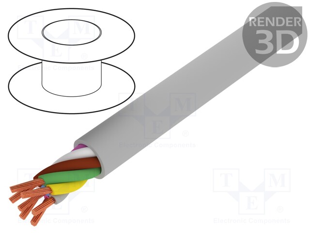 Wire; stranded; Cu; BiT LiYY; 7x0,75mm2; unshielded; grey; PVC