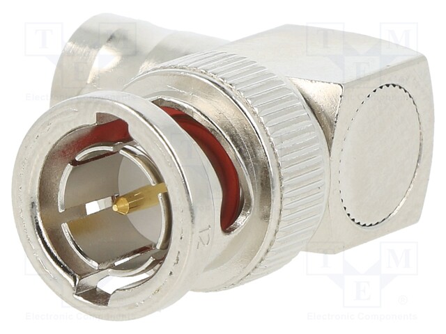 Coupler; BNC socket,BNC plug; angled 90°; 75Ω; delrin (POM)