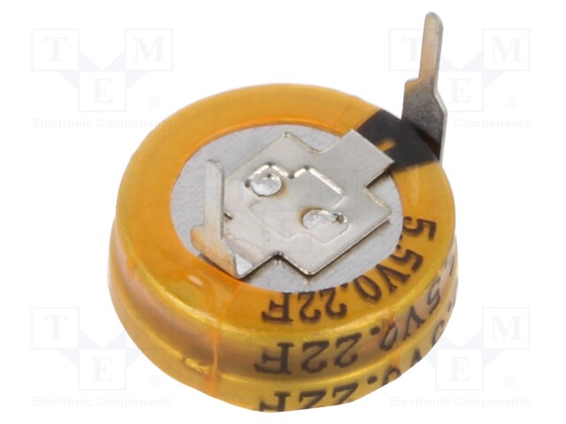 Supercapacitor; THT; 220mF; 5.5VDC; Ø12x4.8mm