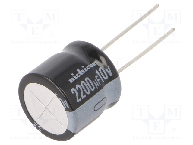 Capacitor: electrolytic; THT; 2200uF; 10VDC; Ø16x15mm; Pitch: 7.5mm