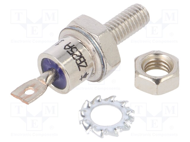 Diode: stud rectifying; 1.6kV; 1.3V; 25A; cathode to stud; M5