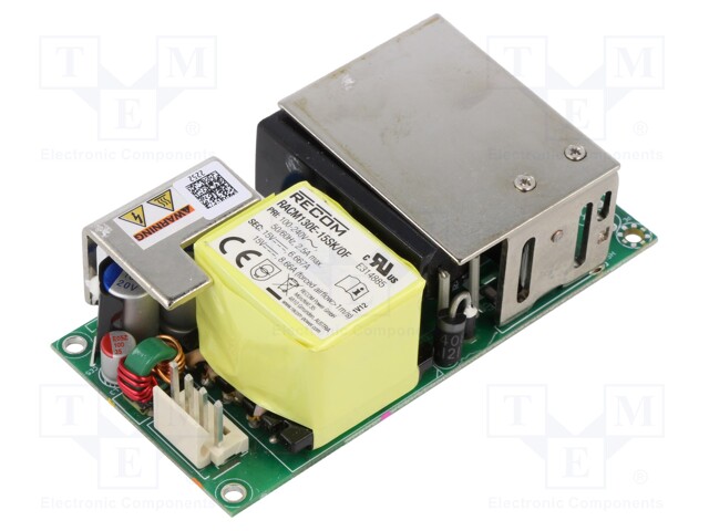 Power supply: switched-mode; 130W; 85÷264VAC; 15VDC; 8.66A; 88%