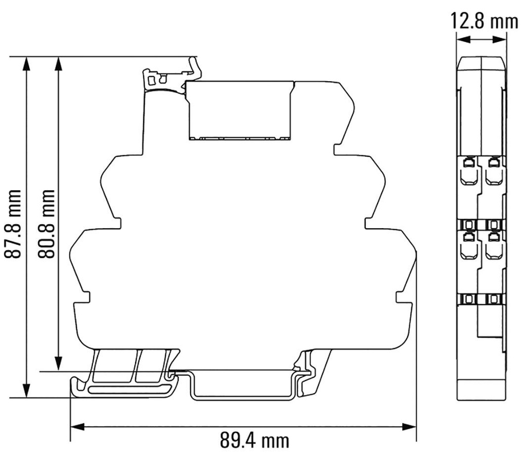 Relay: interface; Ucntrl: 24VDC; 5A; 3÷33VDC; DIN; 87.8x89.4x12.8mm