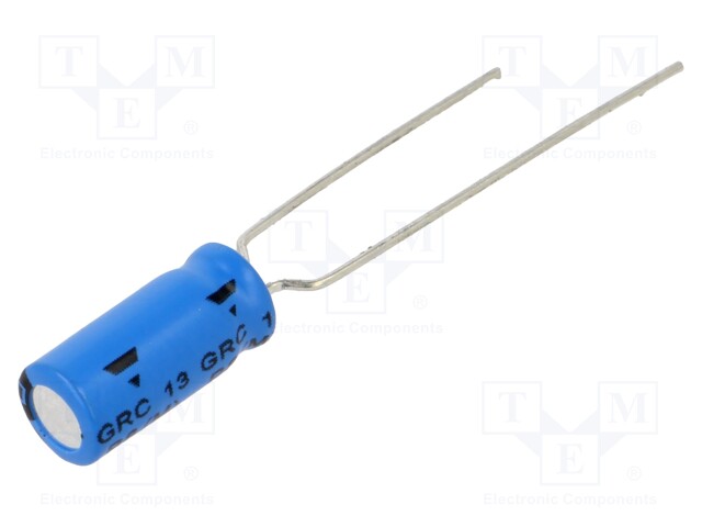 Capacitor: electrolytic; THT; 1uF; 63VDC; Pitch: 2mm; ±20%; 2000h