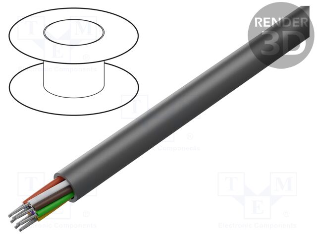 Wire; EcoCable Mini; 8x26AWG; unshielded; 300V; 30.5m; Cu; stranded
