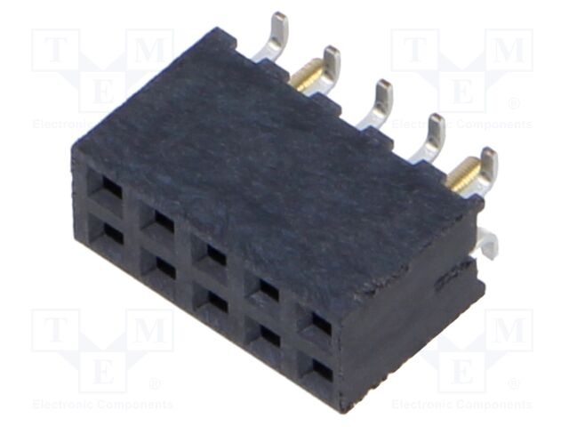 Connector: pin strips; female; PIN: 10; 2mm; gold-plated; THT; reel