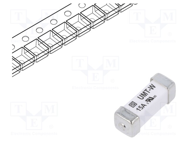 Fuse, Surface Mount, 15 A, UMT-W Series, 125 V, 125 V, Time Delay, SMD