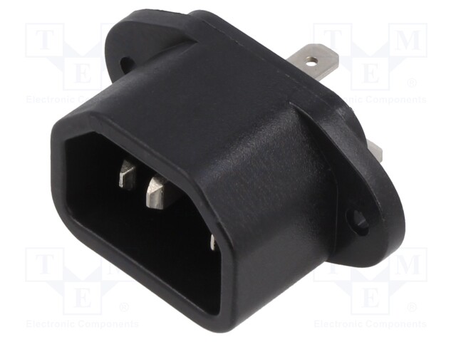 Connector: AC supply; socket; male; 10A; 250VAC; IEC 60320; C14 (E)