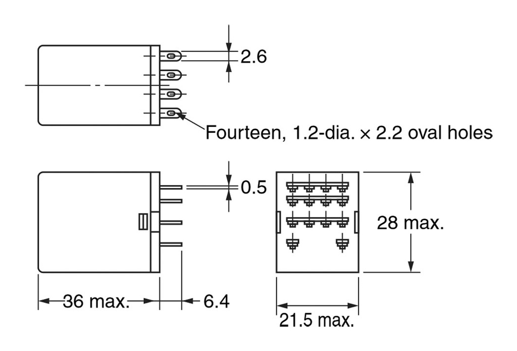 Relay: electromagnetic; 4PDT; Ucoil: 24VAC; Icontacts max: 6A; MY4