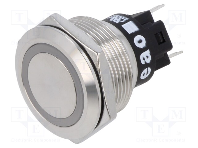 Indicator: LED; flat; green; 12VDC; 12VAC; Ø22mm; Body: silver