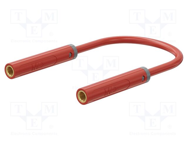 Test lead; 60VDC; 30VAC; 19A; banana socket 4mm,both sides; red