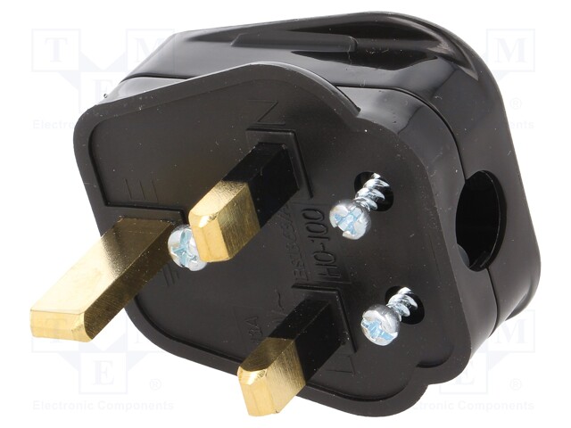 Connector: AC supply; plug; Layout: 2P+PE; black; 250VAC; 13A; PIN: 3
