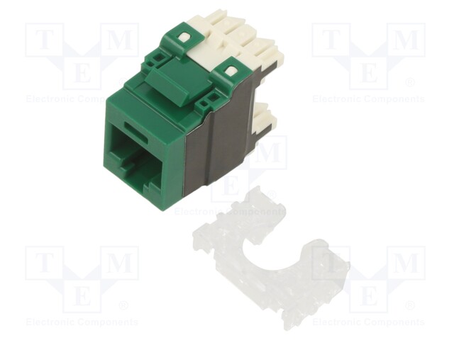 Socket; RJ45; PIN: 8; Cat: 6a; Layout: 8p8c; 22AWG÷26AWG; green; IDC