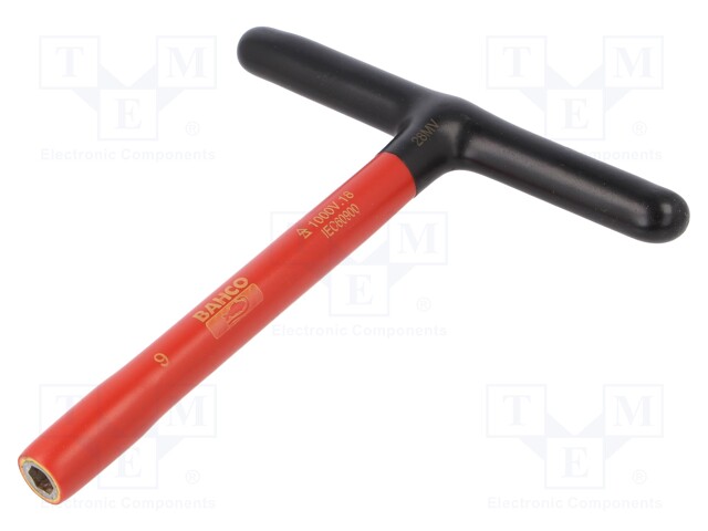 Key; insulated,socket spanner; tool steel; Socket: HEX 9mm; 1kV