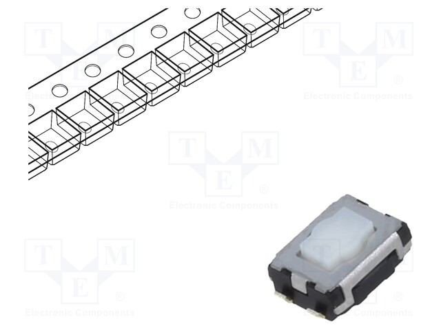 Microswitch TACT; SPST; Pos: 2; 0.02A/15VDC; SMT; none; 2.1mm; white