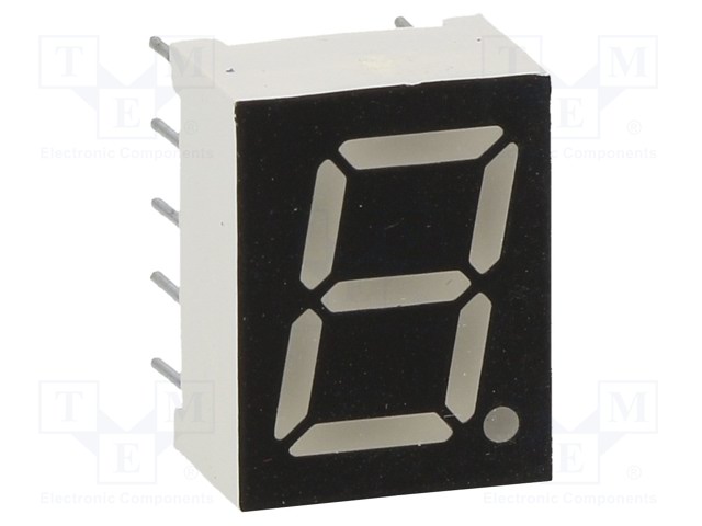 Display: LED; 7-segment; 9.9mm; 0.39"; No.char: 1; red; 30mcd