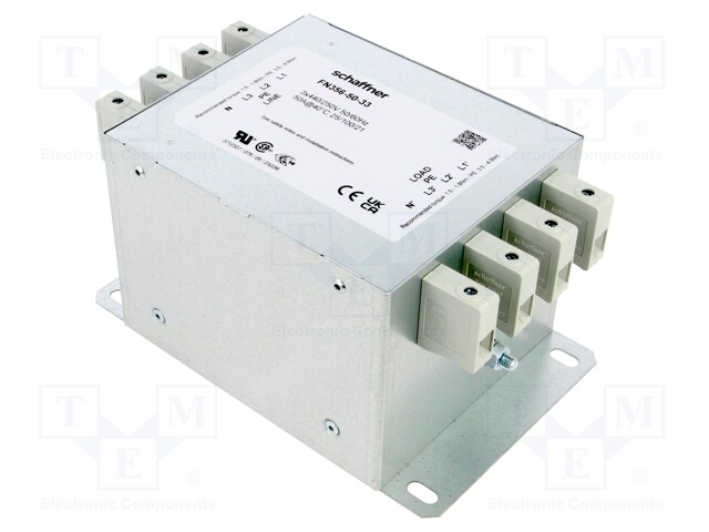 Power Line Filter, EMC/EMI, General Purpose, 440 VAC, 50 A, Three Phase, 1 Stage, Chassis Mount