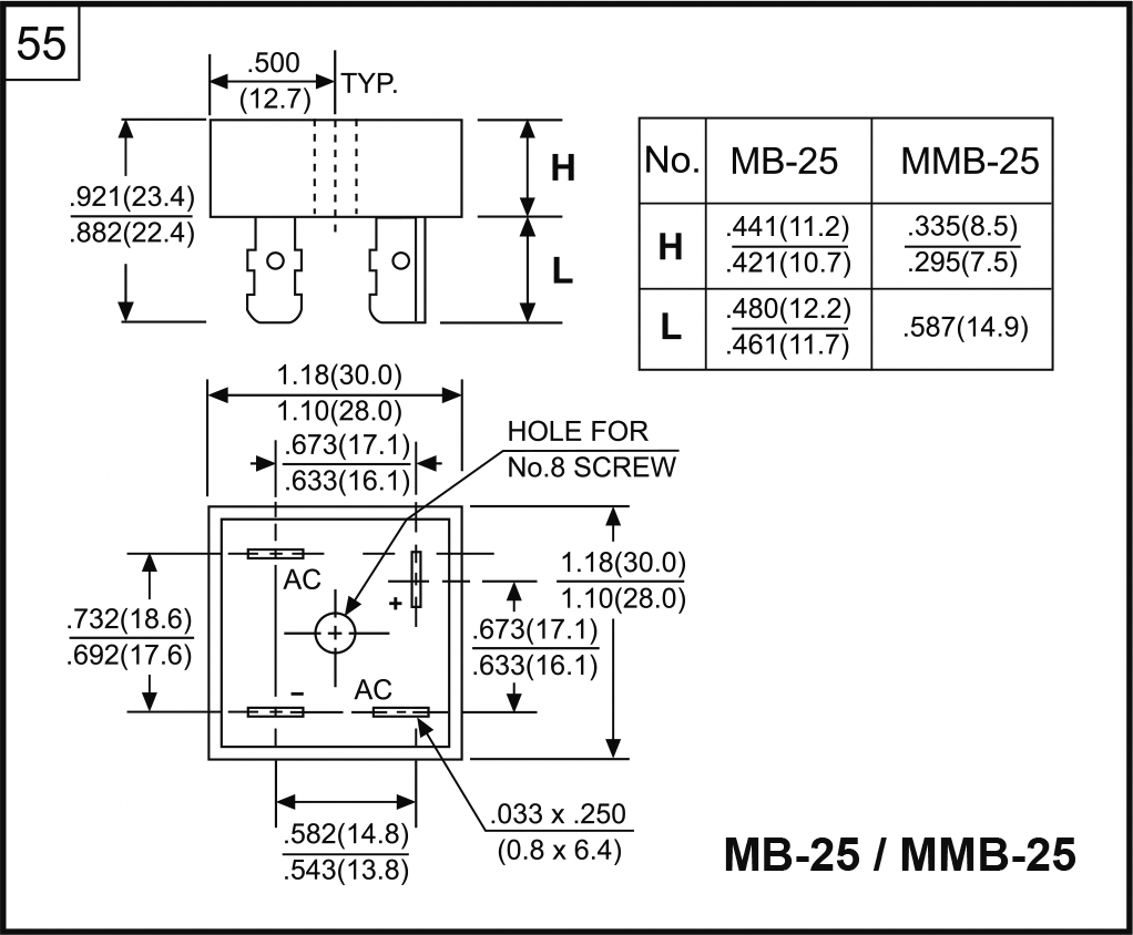 Bridge rectifier: single-phase; Urmax: 800V; If: 25A; Ifsm: 400A