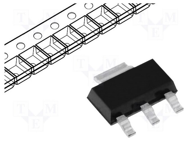 IC: voltage regulator; LDO,fixed; 3.3V; 0.25A; SOT223-3; SMD; ±2%