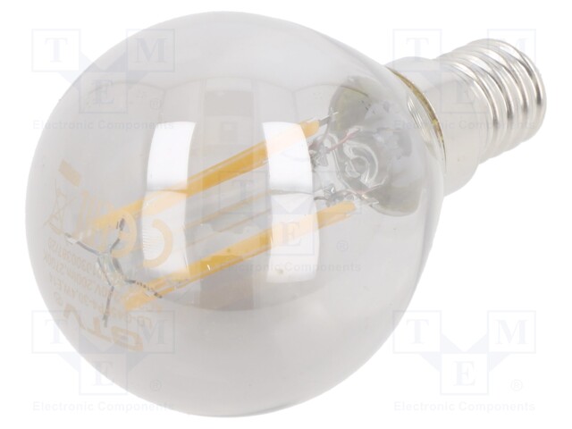 LED lamp; warm white; E14; 230VAC; 240lm; 4W; 360°; 2700K