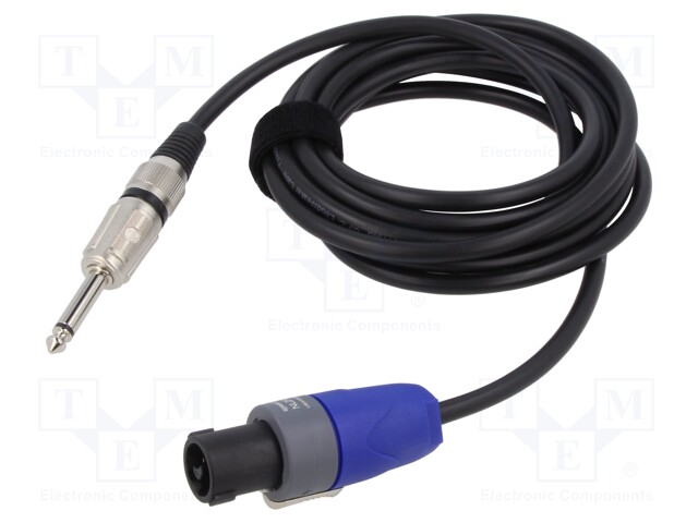Cable; Jack 6,3mm 2pin plug,SpeakON female 2pin; 9m; black; 1mm2