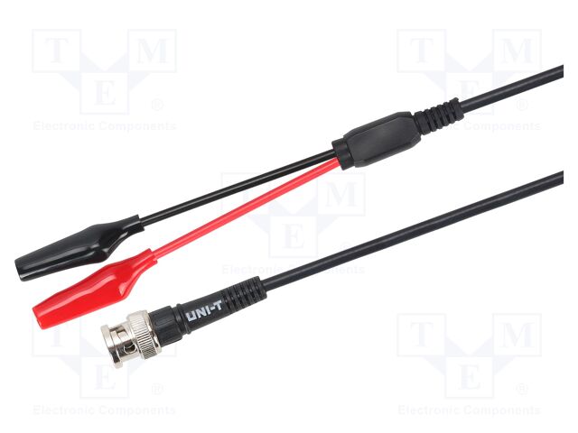 Test lead; Inom: 2A; Len: 1m; BNC plug,aligator clip x2; black,red