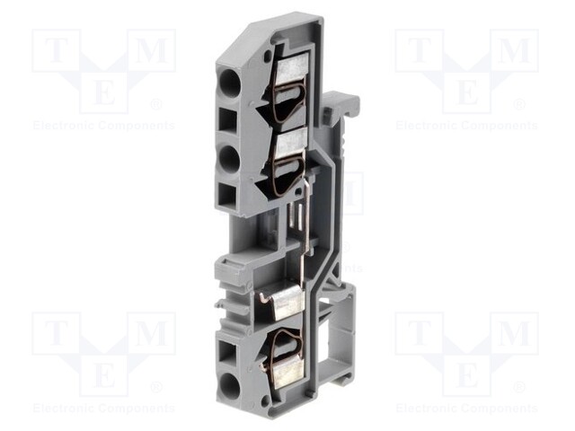 Splice terminal: rail; 4mm2; ways: 1; terminals: 3; grey; TS35